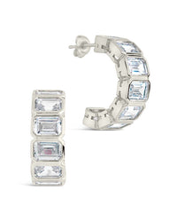 Nyssa Bezel CZ Station Hoop Earrings - Sterling Forever
