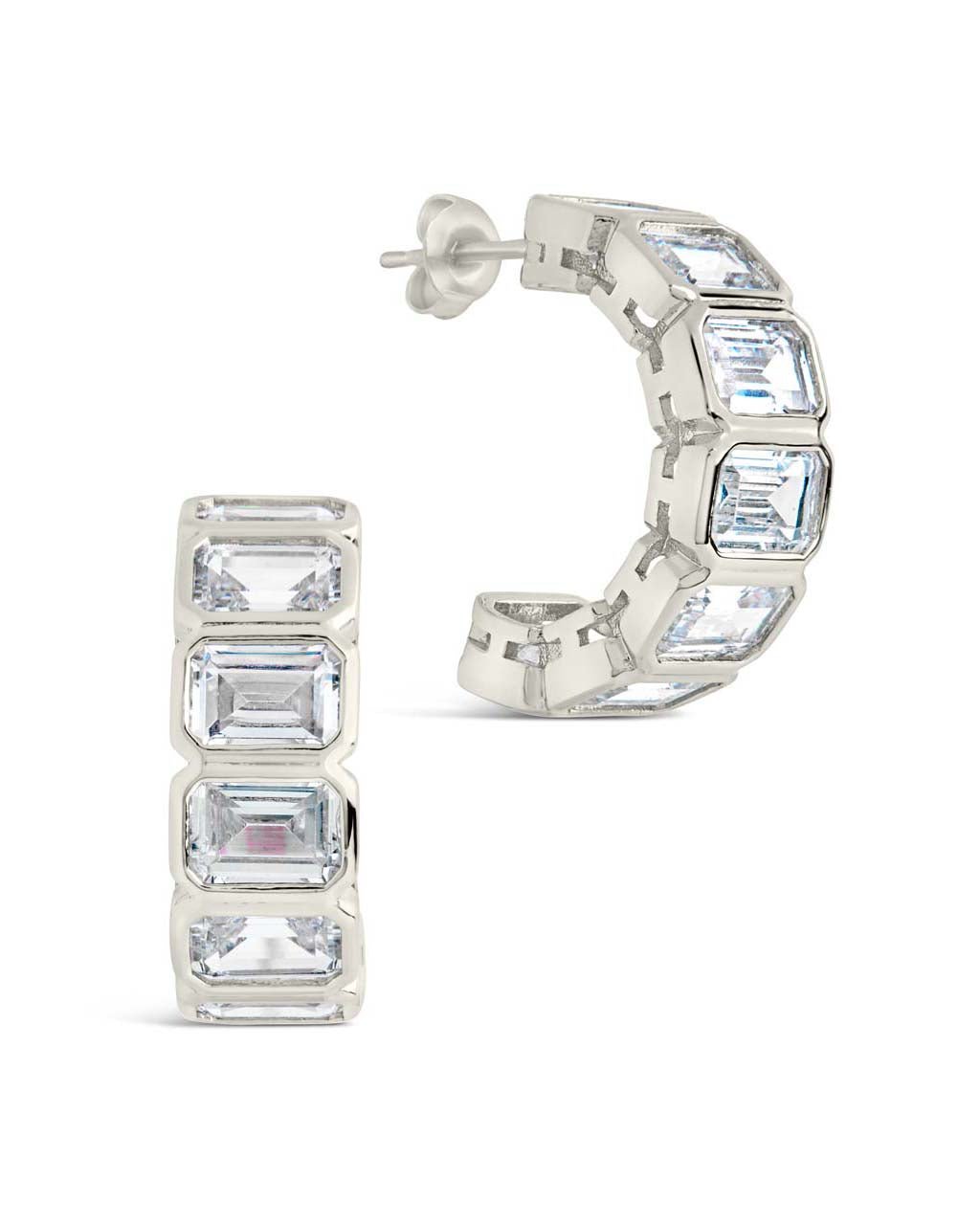 Nyssa Bezel CZ Station Hoop Earrings - Sterling Forever
