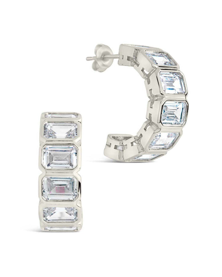 Nyssa Bezel CZ Station Hoop Earrings