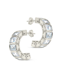 Nyssa Bezel CZ Station Hoop Earrings - Sterling Forever