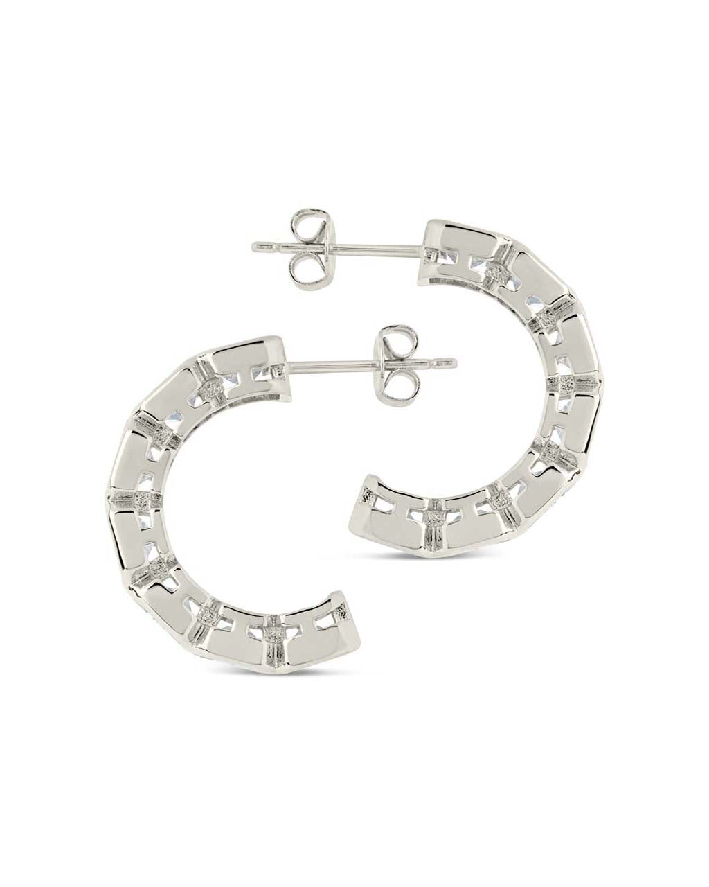 Nyssa Bezel CZ Station Hoop Earrings