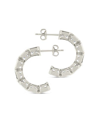 Nyssa Bezel CZ Station Hoop Earrings - Sterling Forever