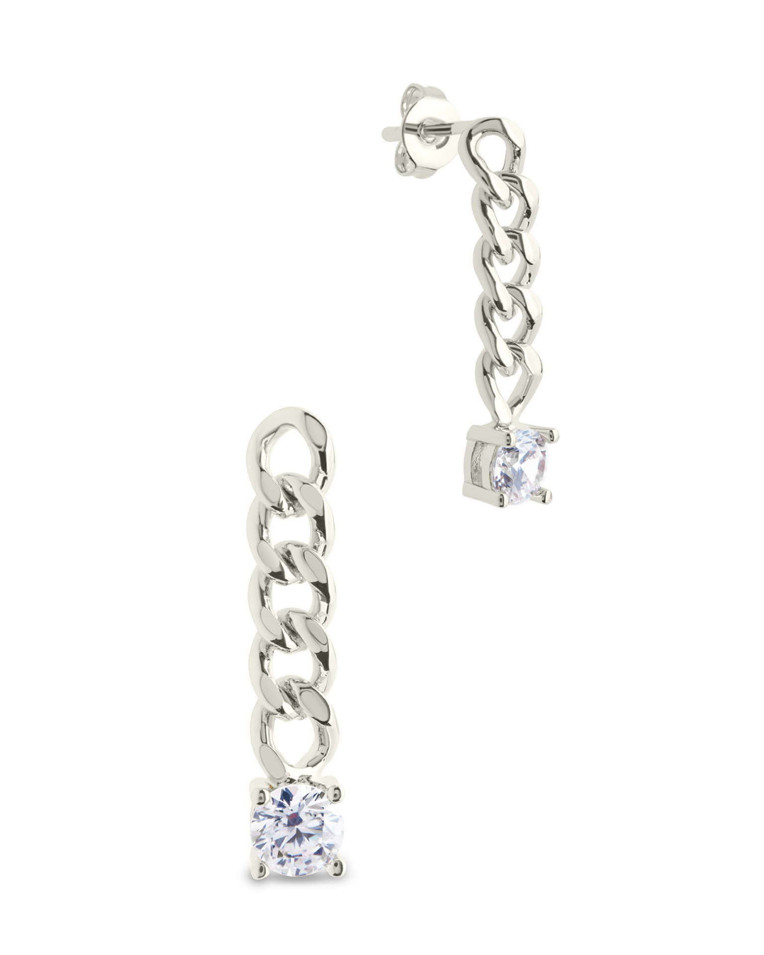 Phoebe CZ Chain Link Drop Stud Earrings - Sterling Forever