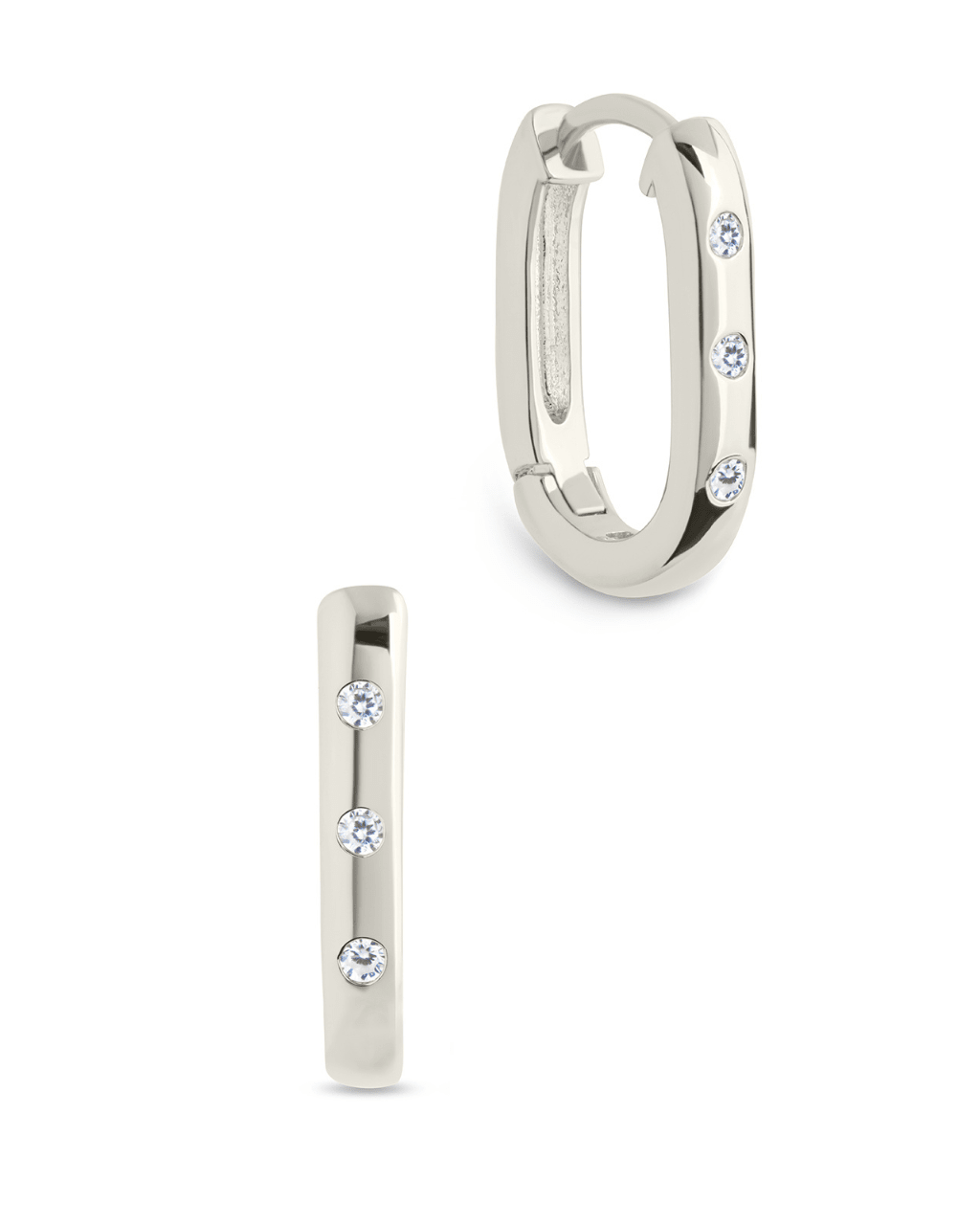 Casey Rectangular CZ Hoop Earrings - Sterling Forever