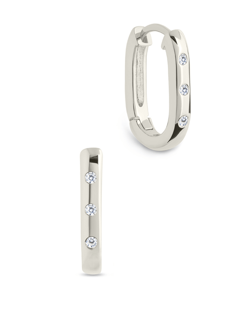 Casey Rectangular CZ Hoop Earrings - Sterling Forever