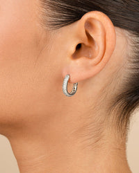 Francesca CZ Rectangular Hoop Earrings - Sterling Forever