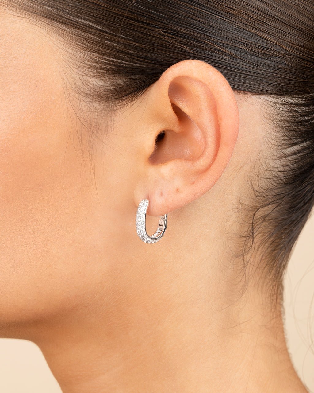 Francesca CZ Rectangular Hoop Earrings - Sterling Forever