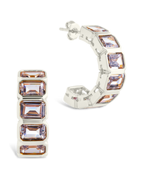 Nyssa Bezel CZ Station Hoop Earrings - Sterling Forever