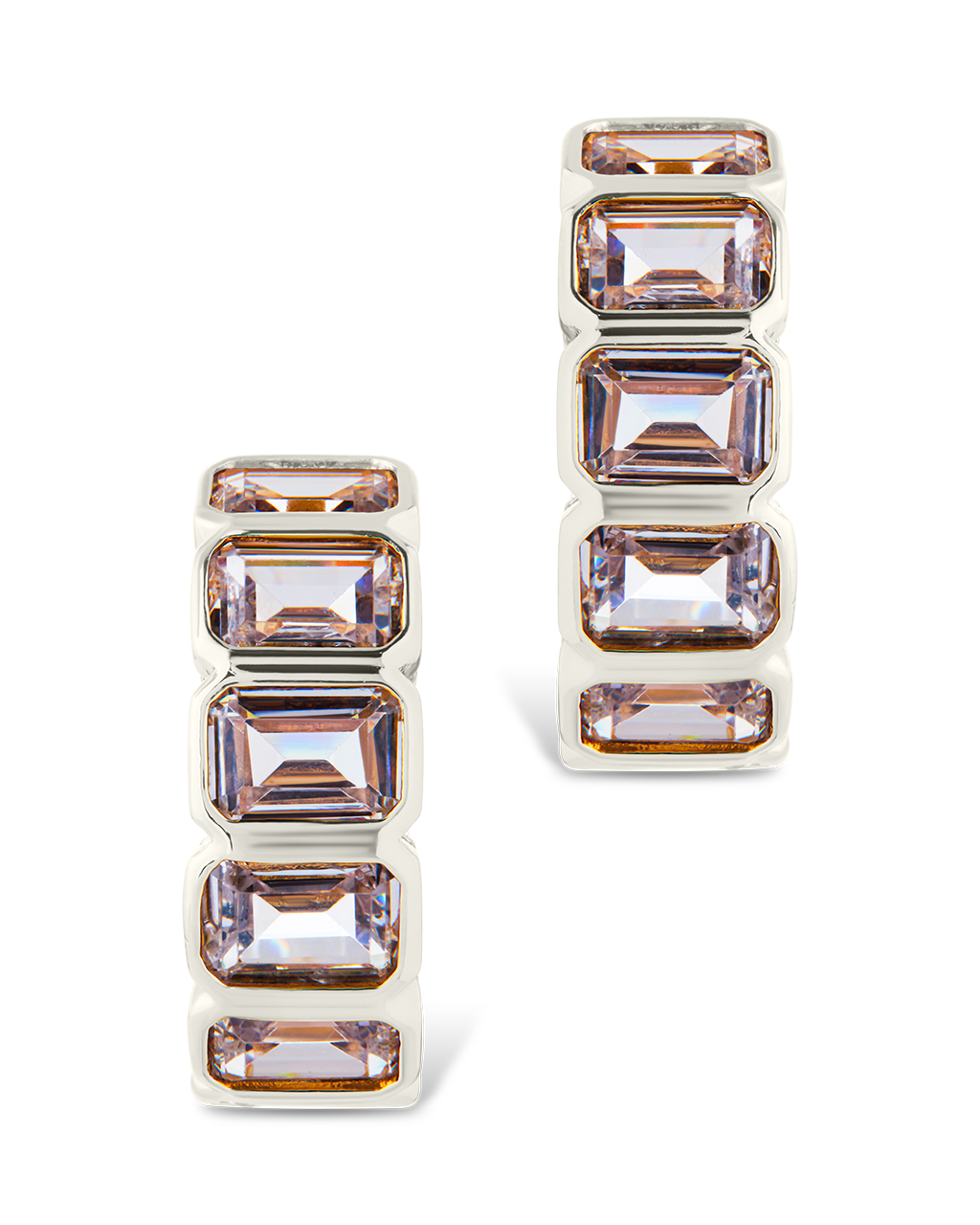 Nyssa Bezel CZ Station Hoop Earrings - Sterling Forever