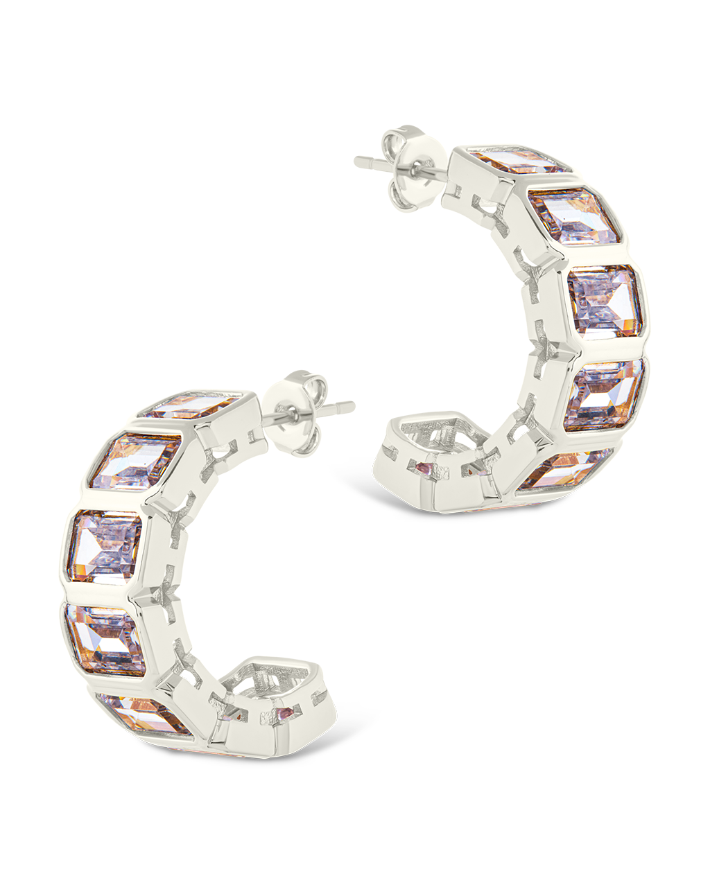 Nyssa Bezel CZ Station Hoop Earrings