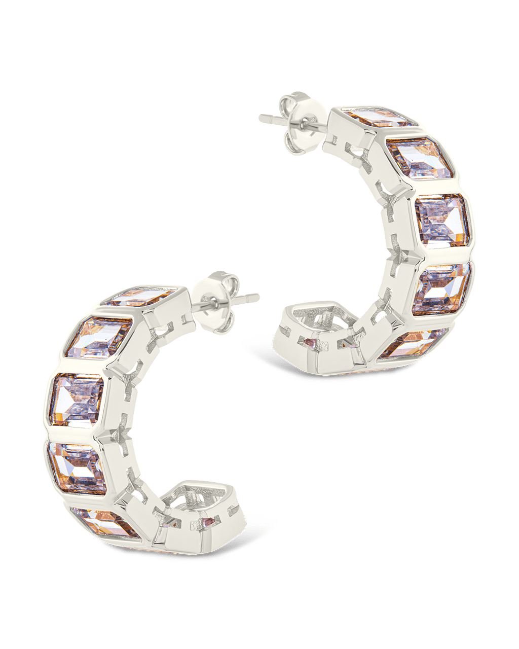 Nyssa Bezel CZ Station Hoop Earrings - Sterling Forever