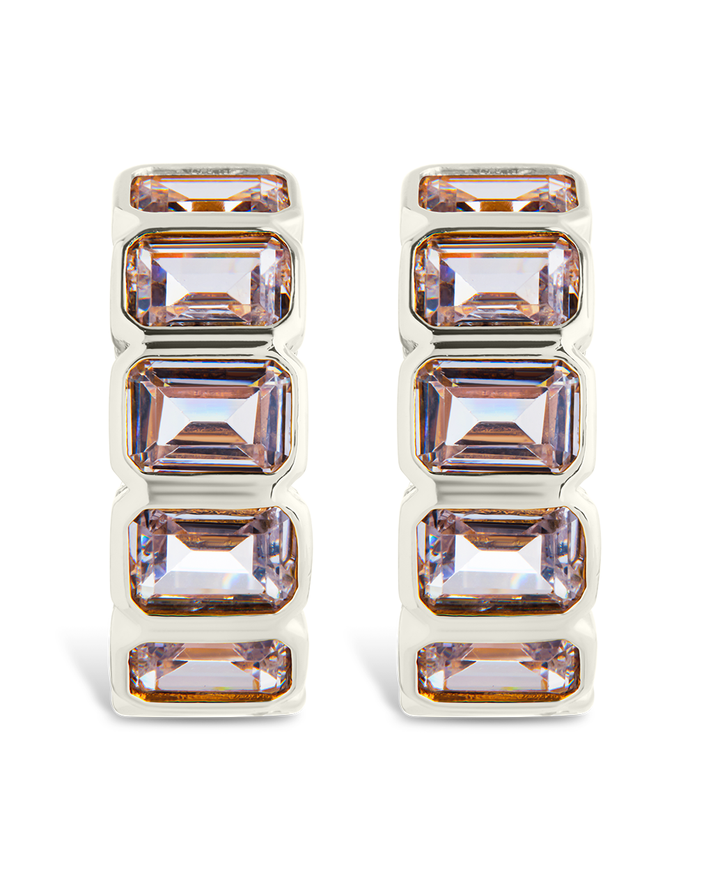 Nyssa Bezel CZ Station Hoop Earrings - Sterling Forever