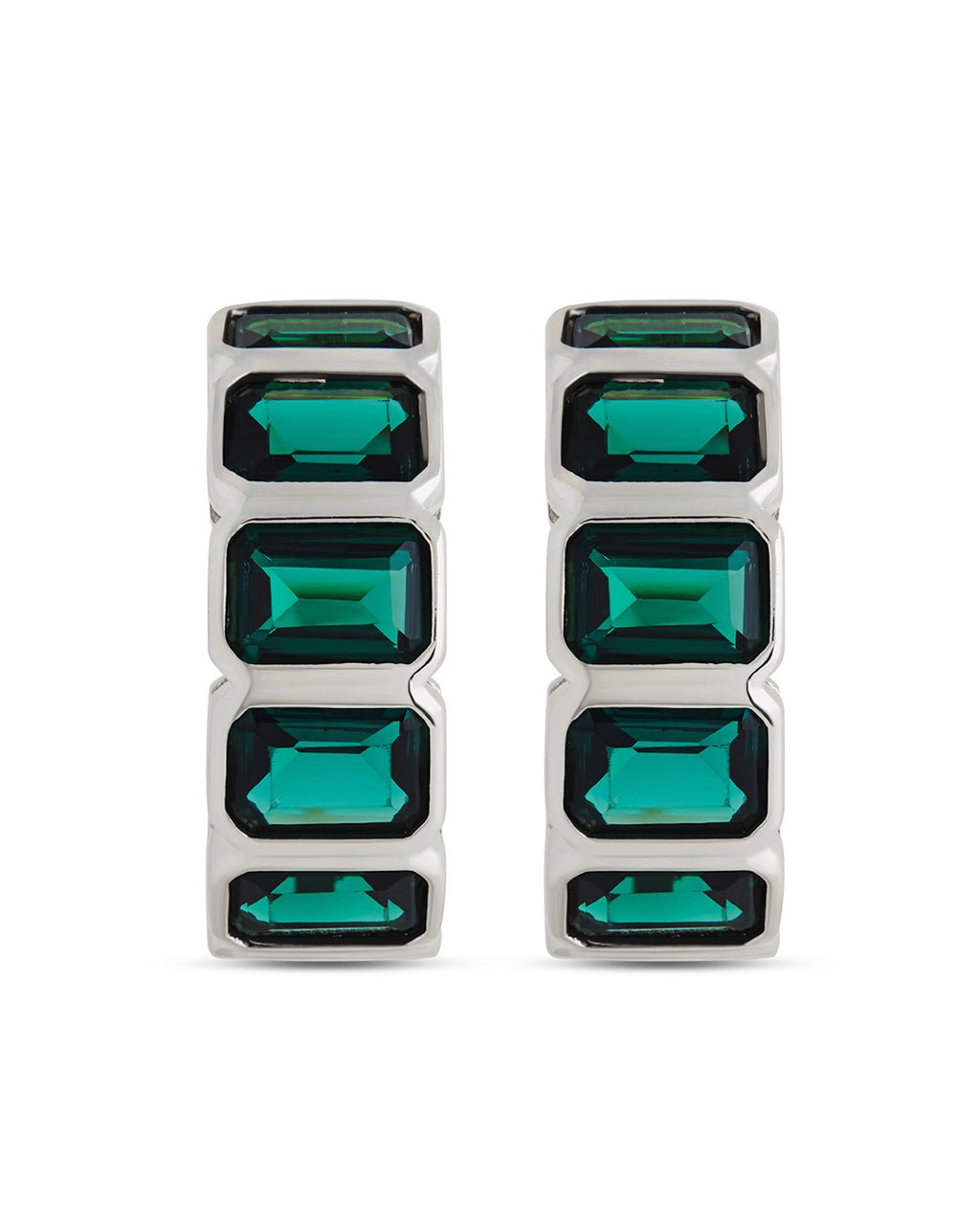 Nyssa Bezel CZ Station Hoop Earrings - Sterling Forever