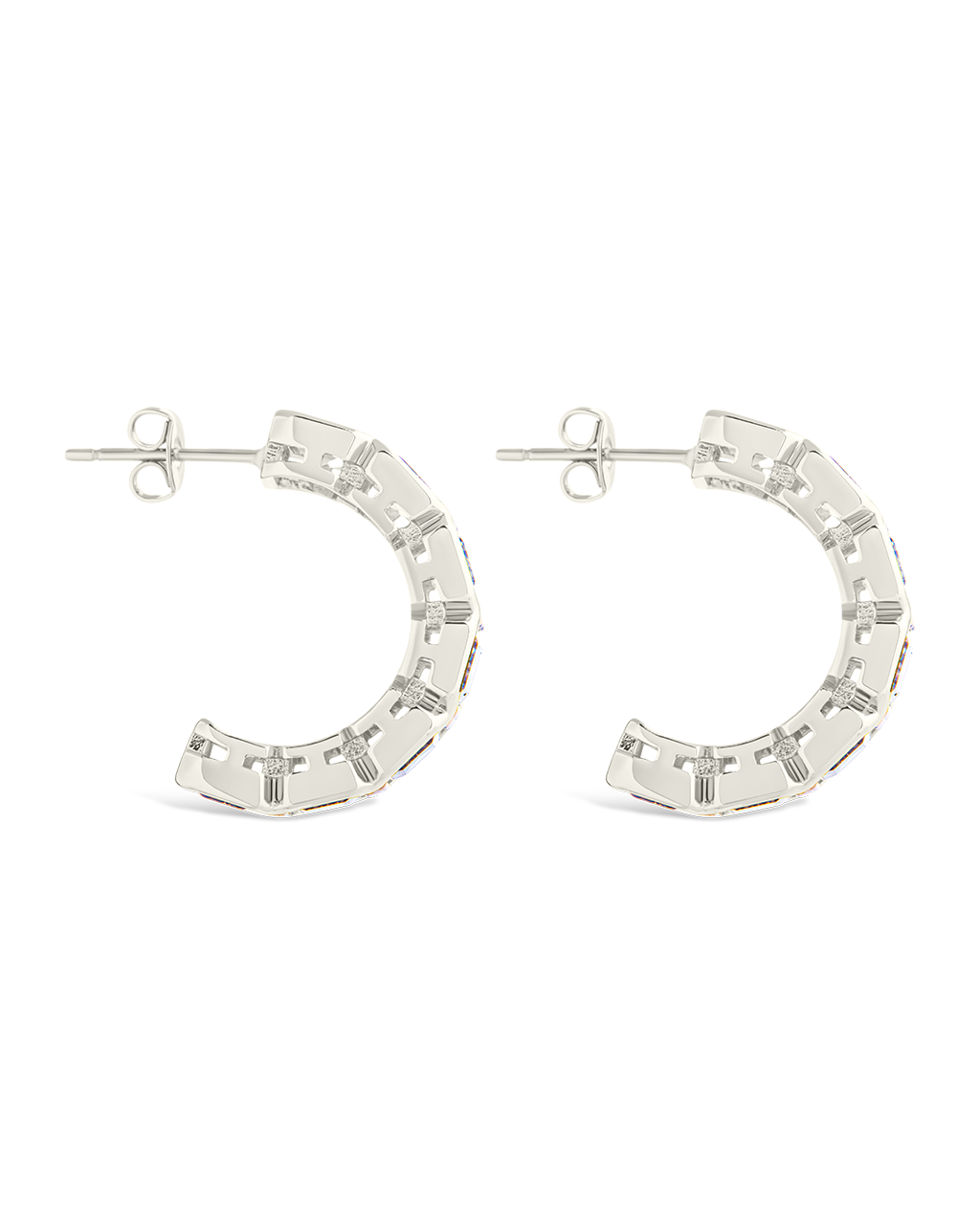 Nyssa Bezel CZ Station Hoop Earrings