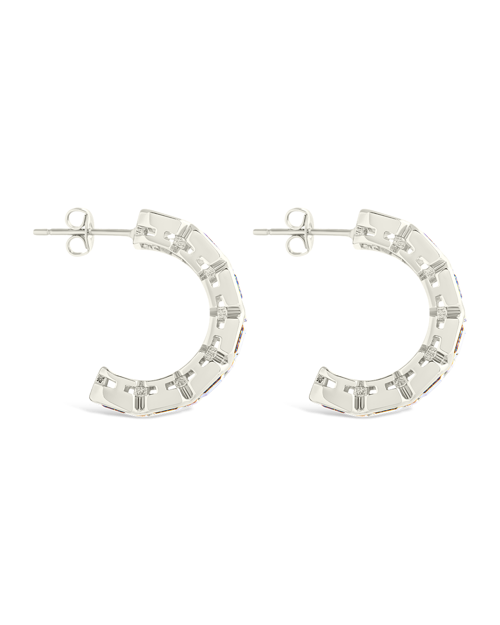 Nyssa Bezel CZ Station Hoop Earrings - Sterling Forever
