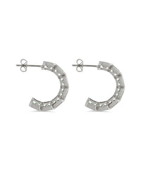 Nyssa Bezel CZ Station Hoop Earrings - Sterling Forever