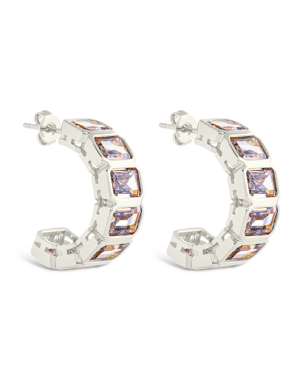 Nyssa Bezel CZ Station Hoop Earrings