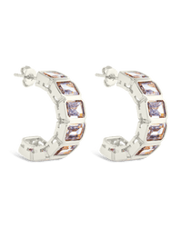 Nyssa Bezel CZ Station Hoop Earrings - Sterling Forever