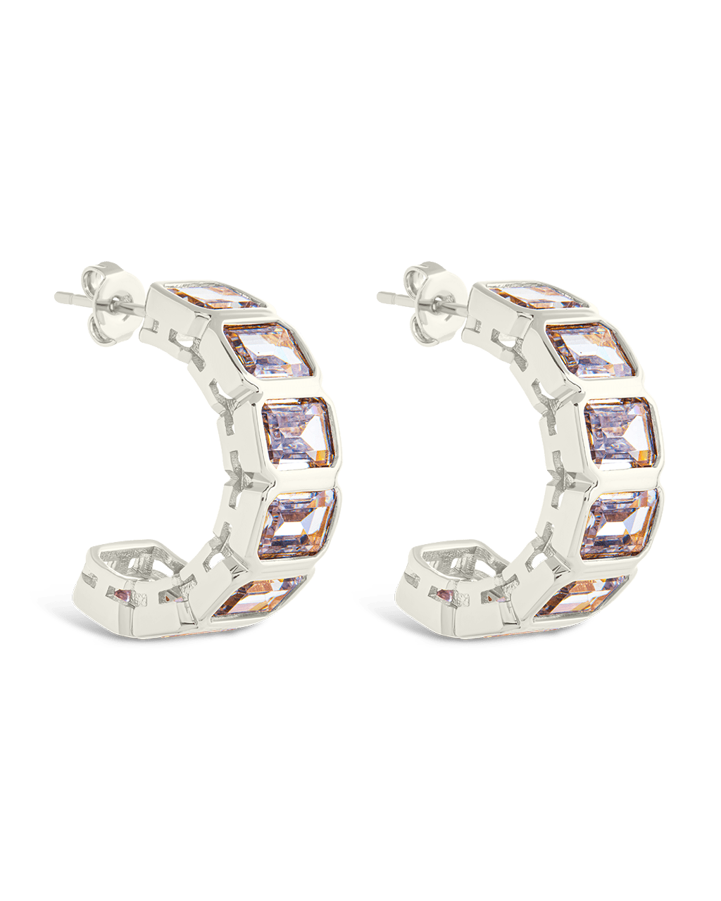 Nyssa Bezel CZ Station Hoop Earrings - Sterling Forever