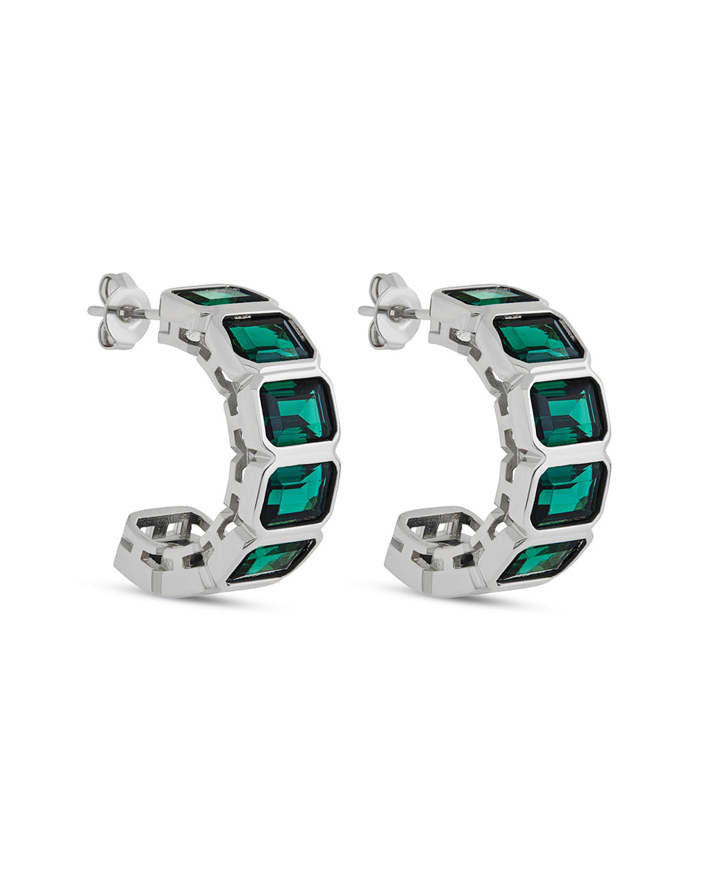 Nyssa Bezel CZ Station Hoop Earrings