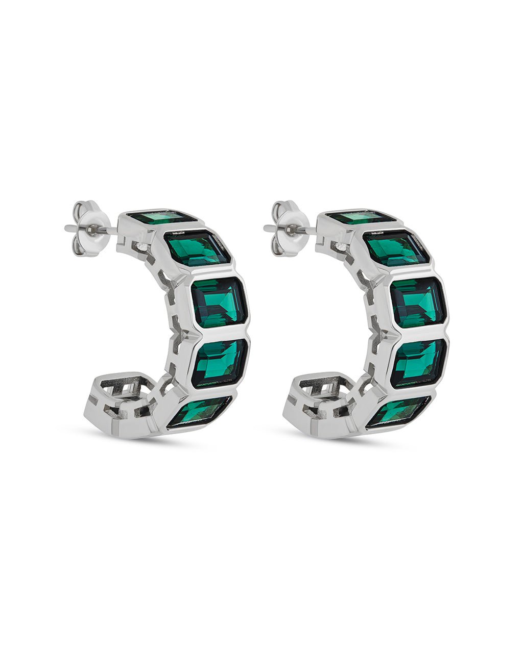 Nyssa Bezel CZ Station Hoop Earrings - Sterling Forever