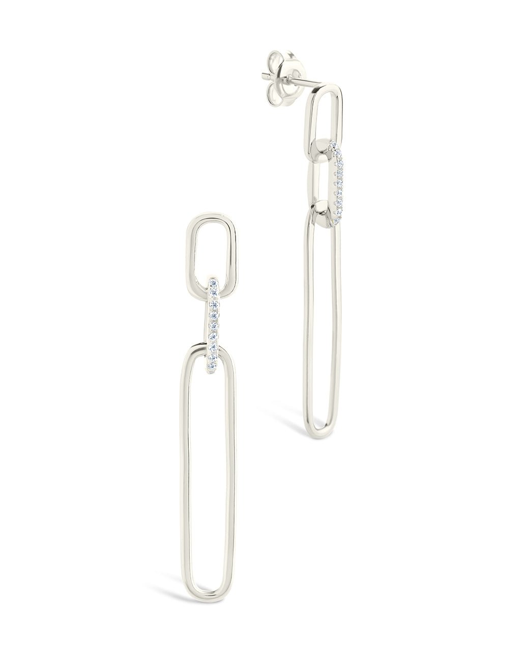 Chelle CZ Mixed Link Drop Studs - Sterling Forever