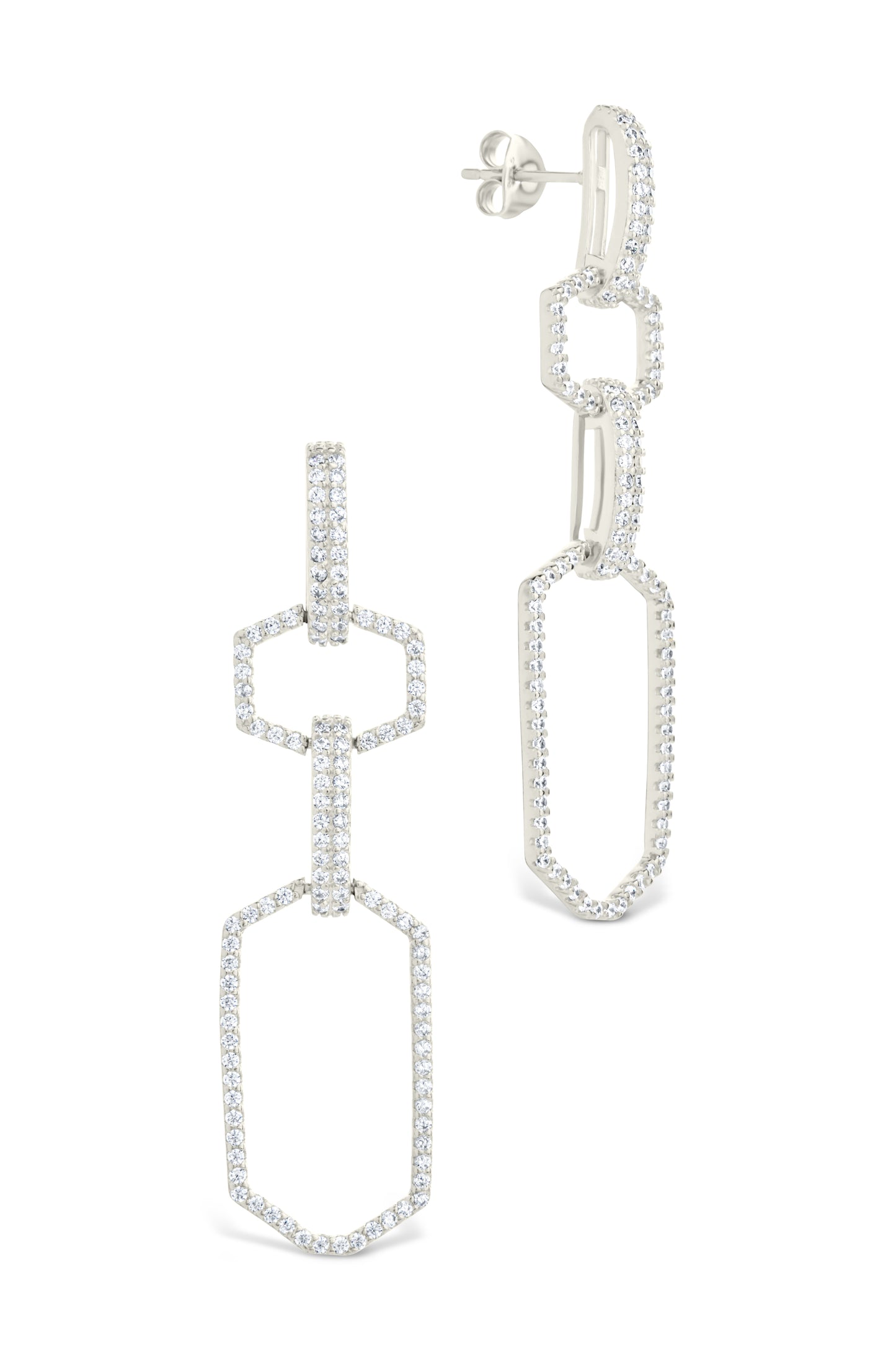 Harlene CZ Chain Link Drop Stud Earrings