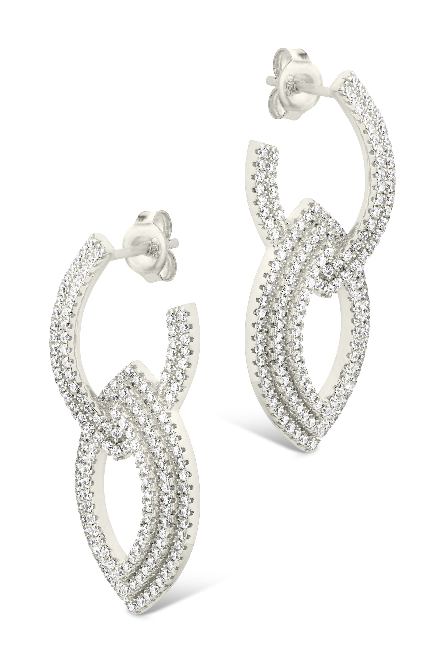 Lilah CZ Interlocking Drop Stud Earrings