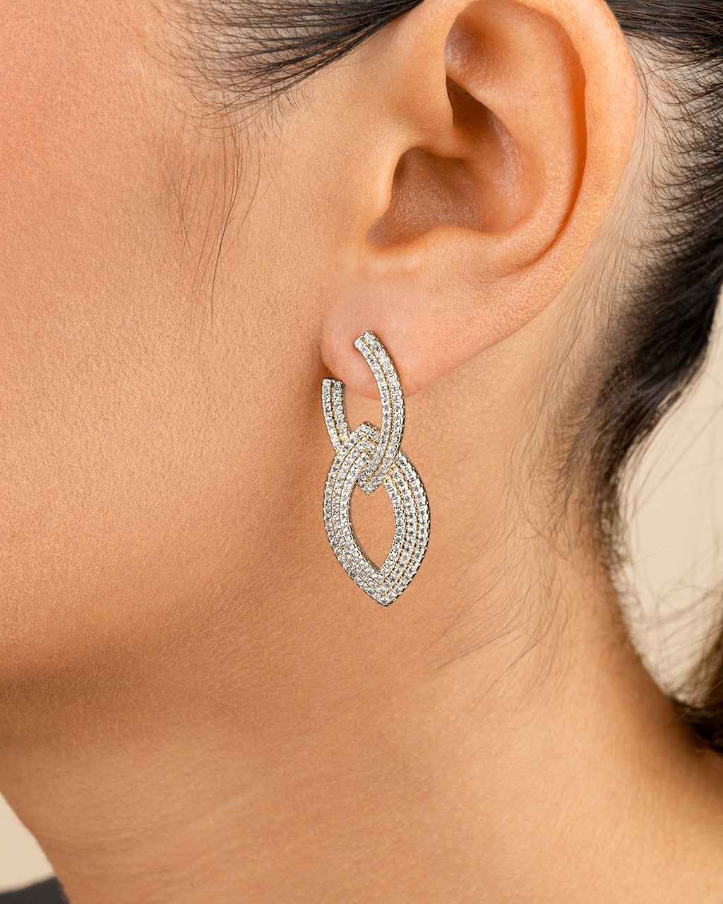 Lilah CZ Interlocking Drop Stud Earrings