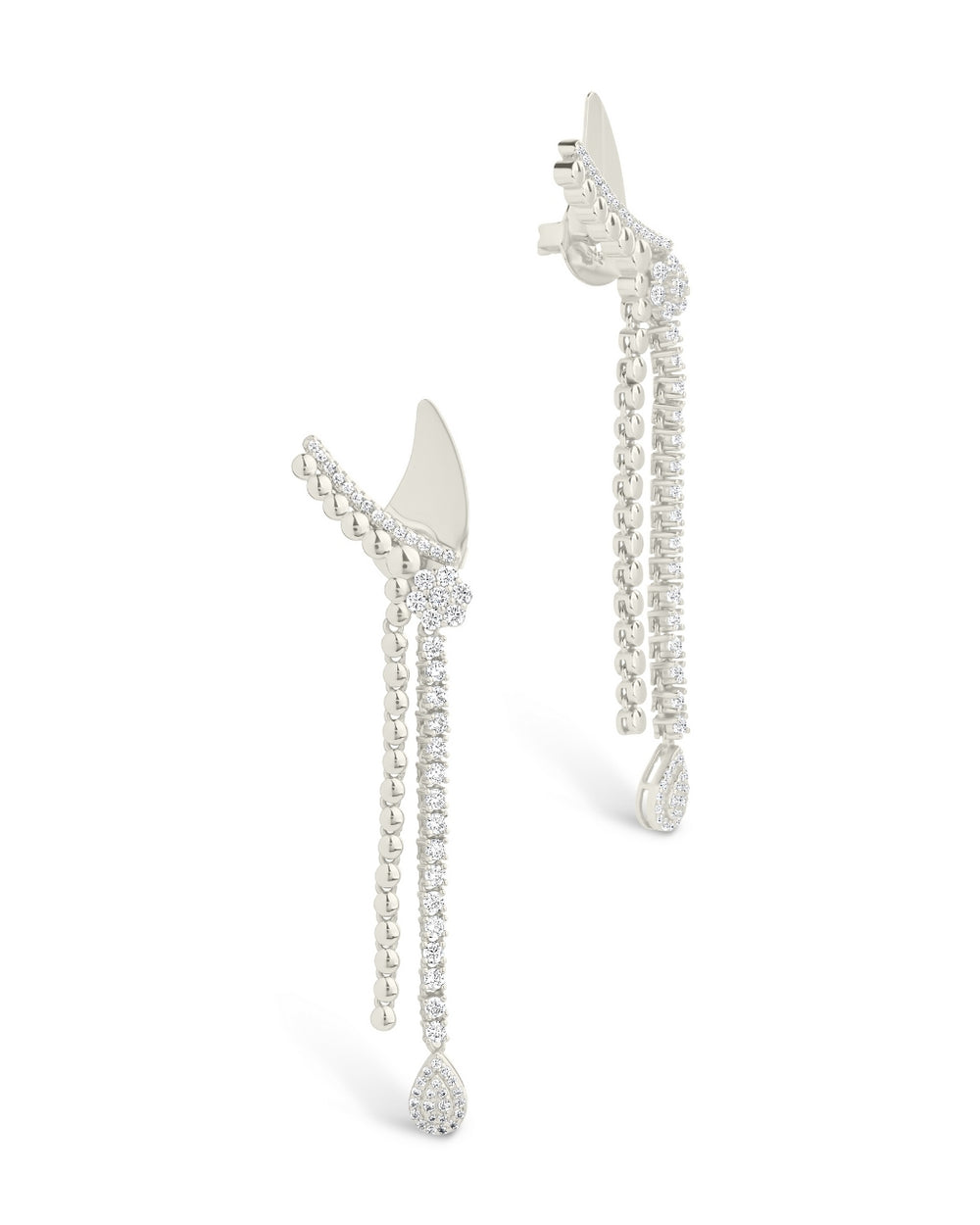 Lowen CZ Beaded Dangle Stud Earrings