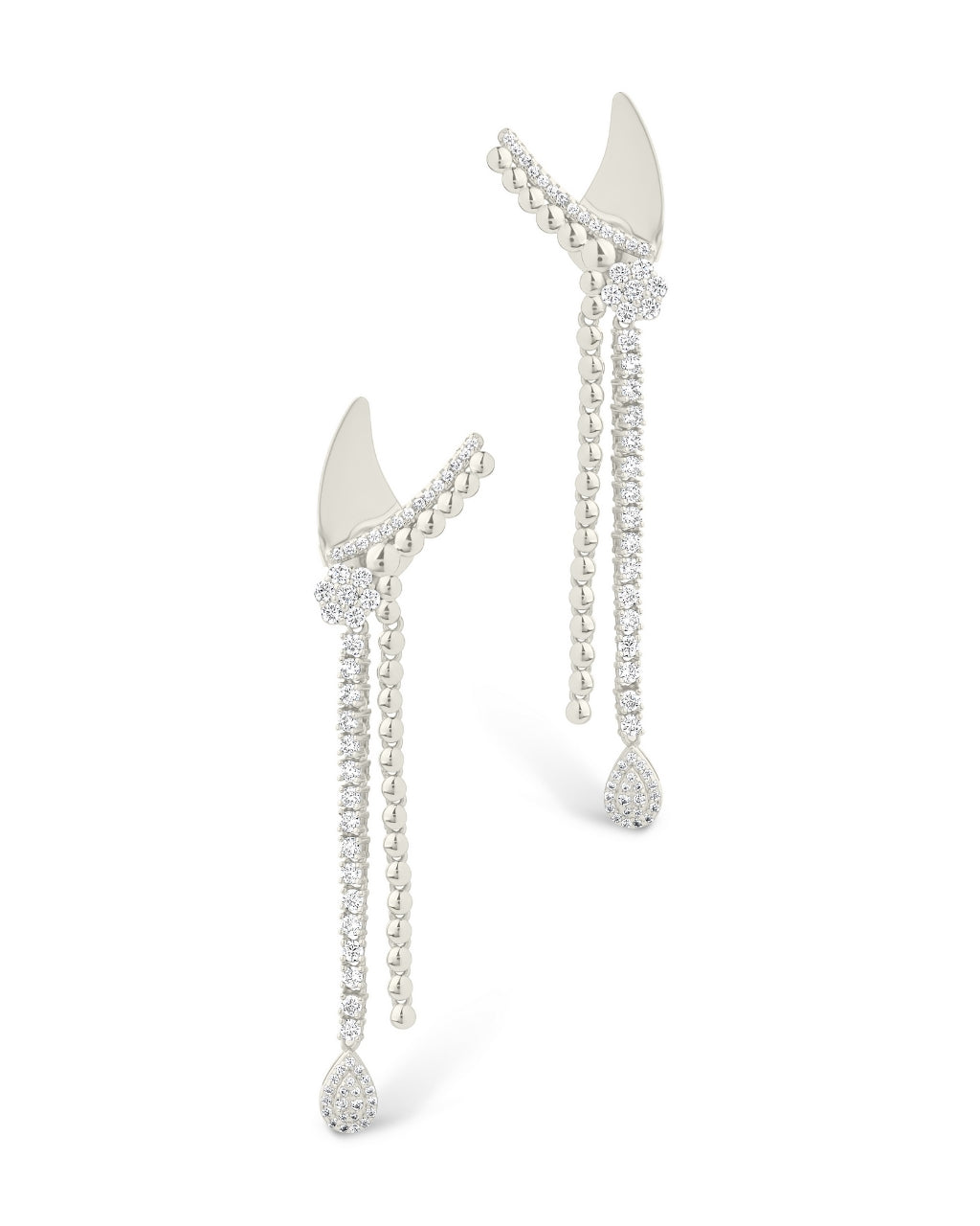 Lowen CZ Beaded Dangle Stud Earrings