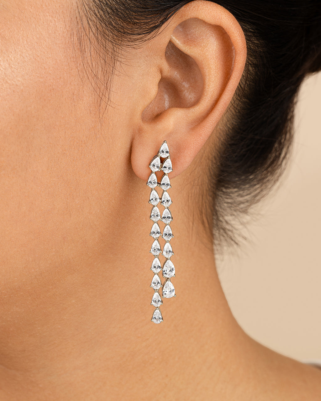 Jane CZ Layered Drop Stud Earrings