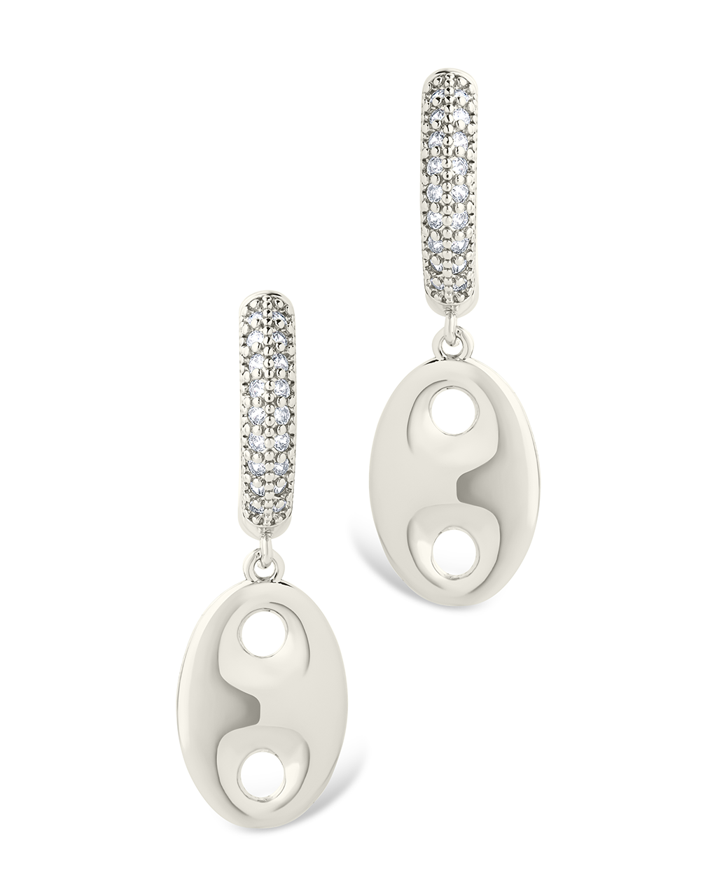 Bliss CZ Anchor Chain Micro Hoop Earrings