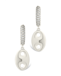 Bliss CZ Anchor Chain Micro Hoop Earrings - Sterling Forever