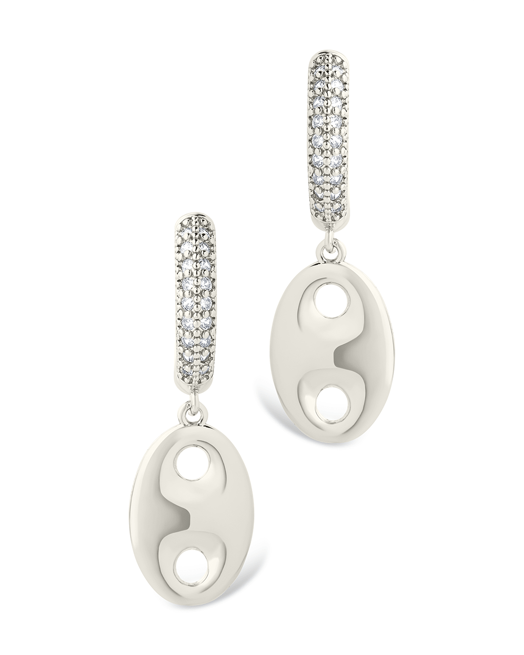 Bliss CZ Anchor Chain Micro Hoop Earrings - Sterling Forever