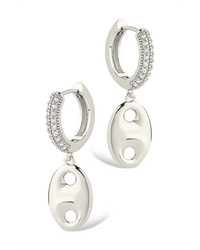 Bliss CZ Anchor Chain Micro Hoop Earrings - Sterling Forever