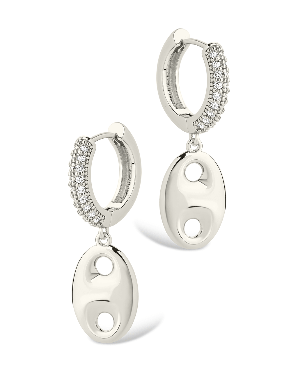 Bliss CZ Anchor Chain Micro Hoop Earrings - Sterling Forever