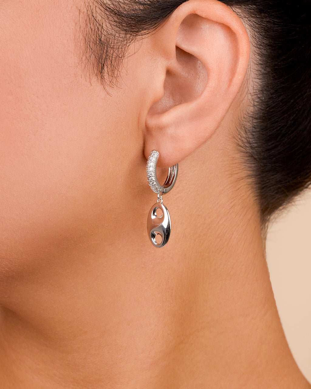 Bliss CZ Anchor Chain Micro Hoop Earrings - Sterling Forever