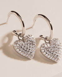 Disco Heart CZ Micro Hoop Earrings - Sterling Forever