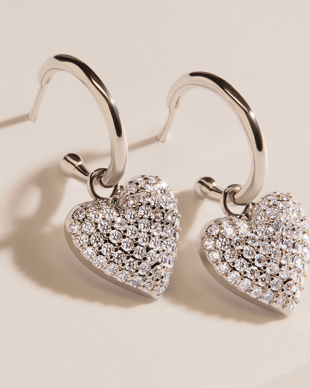 Disco Heart CZ Micro Hoop Earrings - Sterling Forever