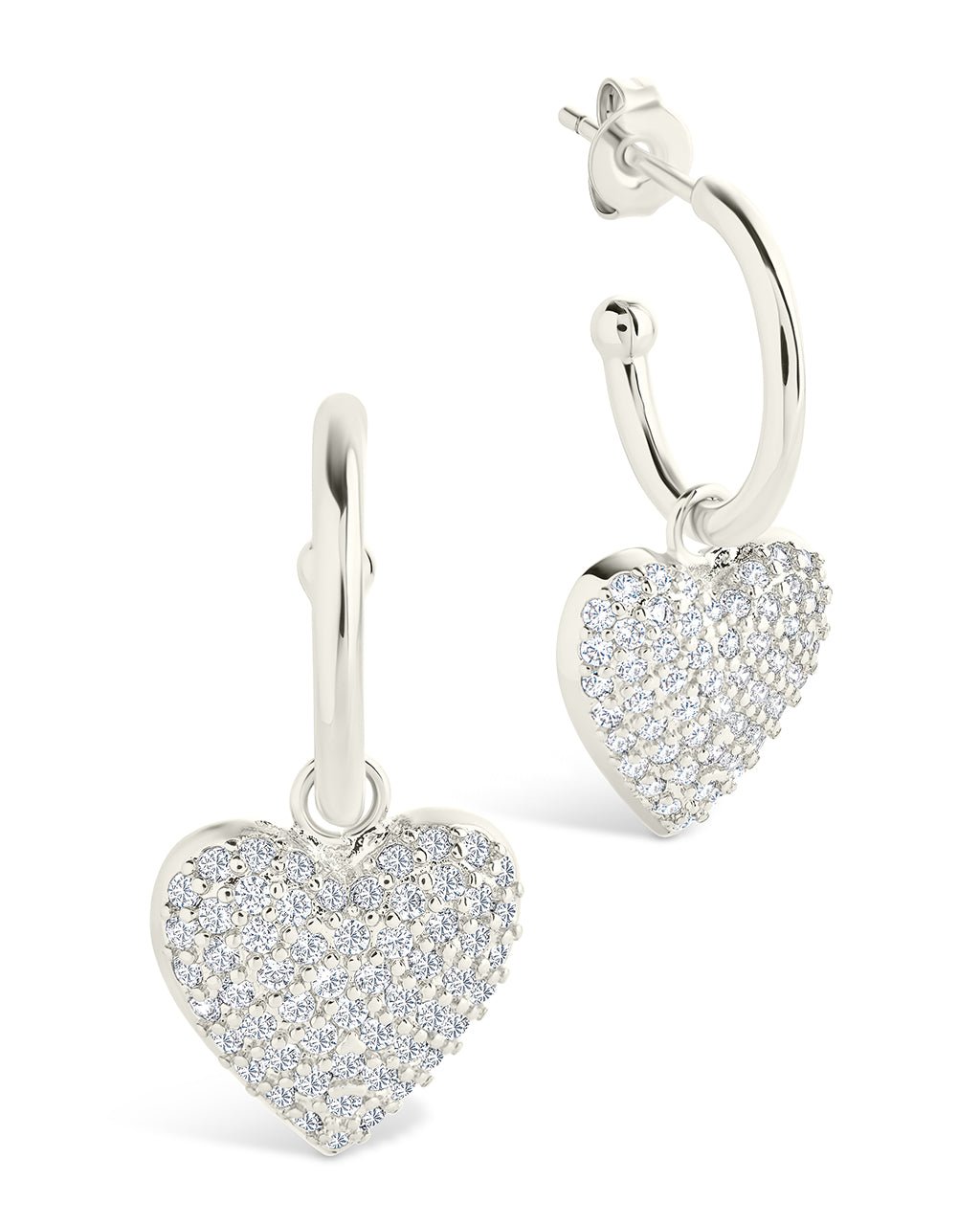 Disco Heart CZ Micro Hoop Earrings - Sterling Forever