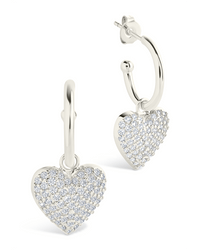 Disco Heart CZ Micro Hoop Earrings - Sterling Forever