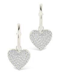Disco Heart CZ Micro Hoop Earrings - Sterling Forever