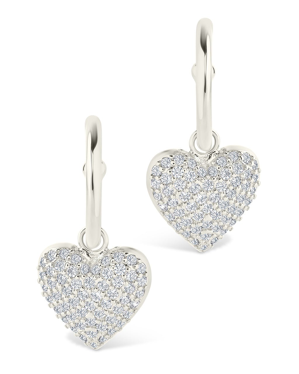 Disco Heart CZ Micro Hoop Earrings - Sterling Forever