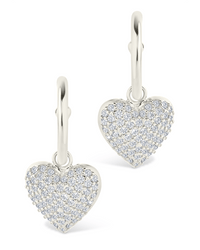 Disco Heart CZ Micro Hoop Earrings - Sterling Forever