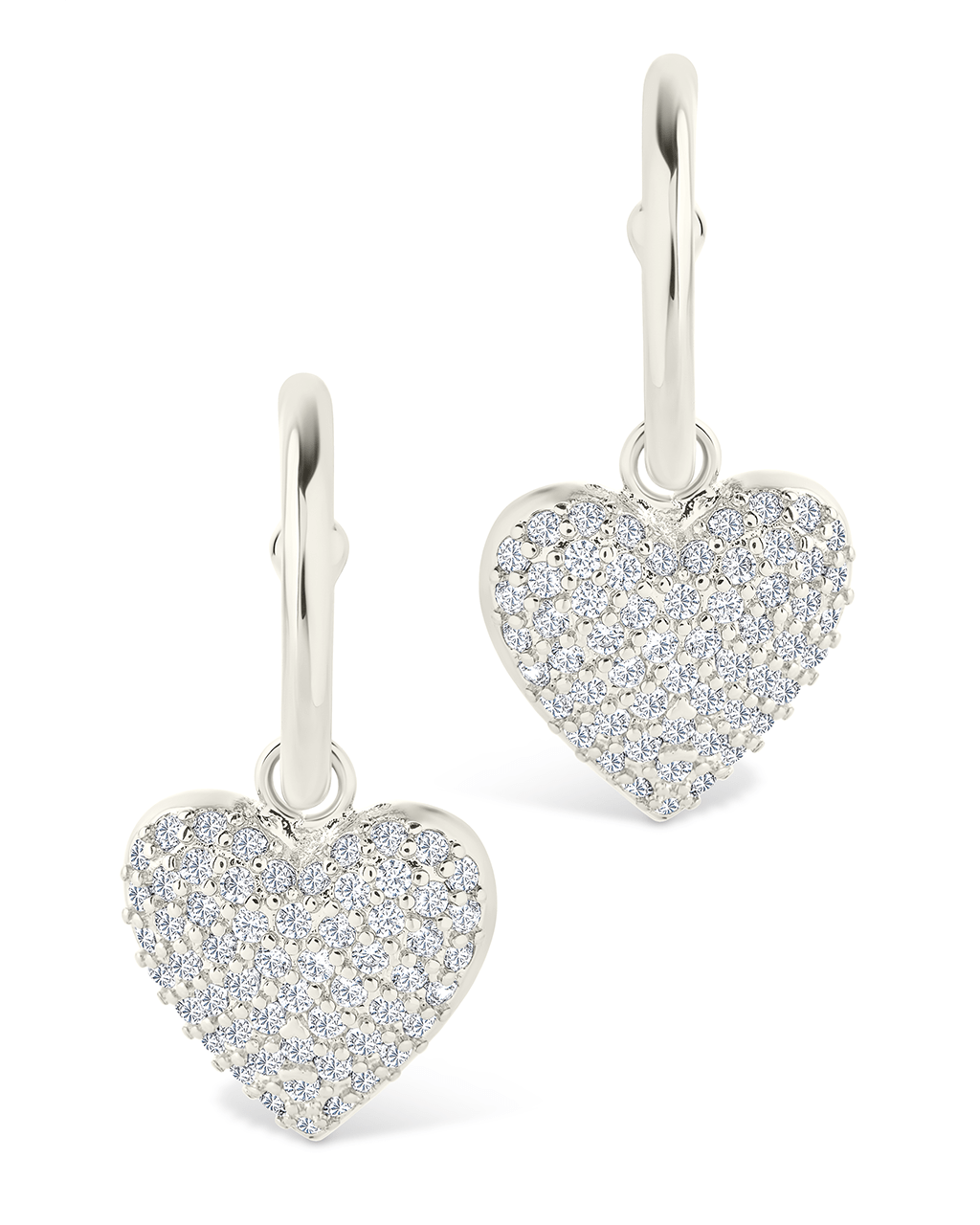 Disco Heart CZ Micro Hoop Earrings - Sterling Forever