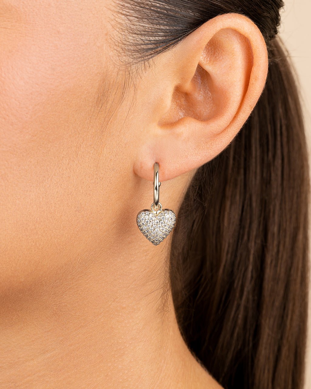 Disco Heart CZ Micro Hoop Earrings - Sterling Forever