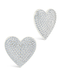 Disco Heart CZ Statement Stud Earrings - Sterling Forever