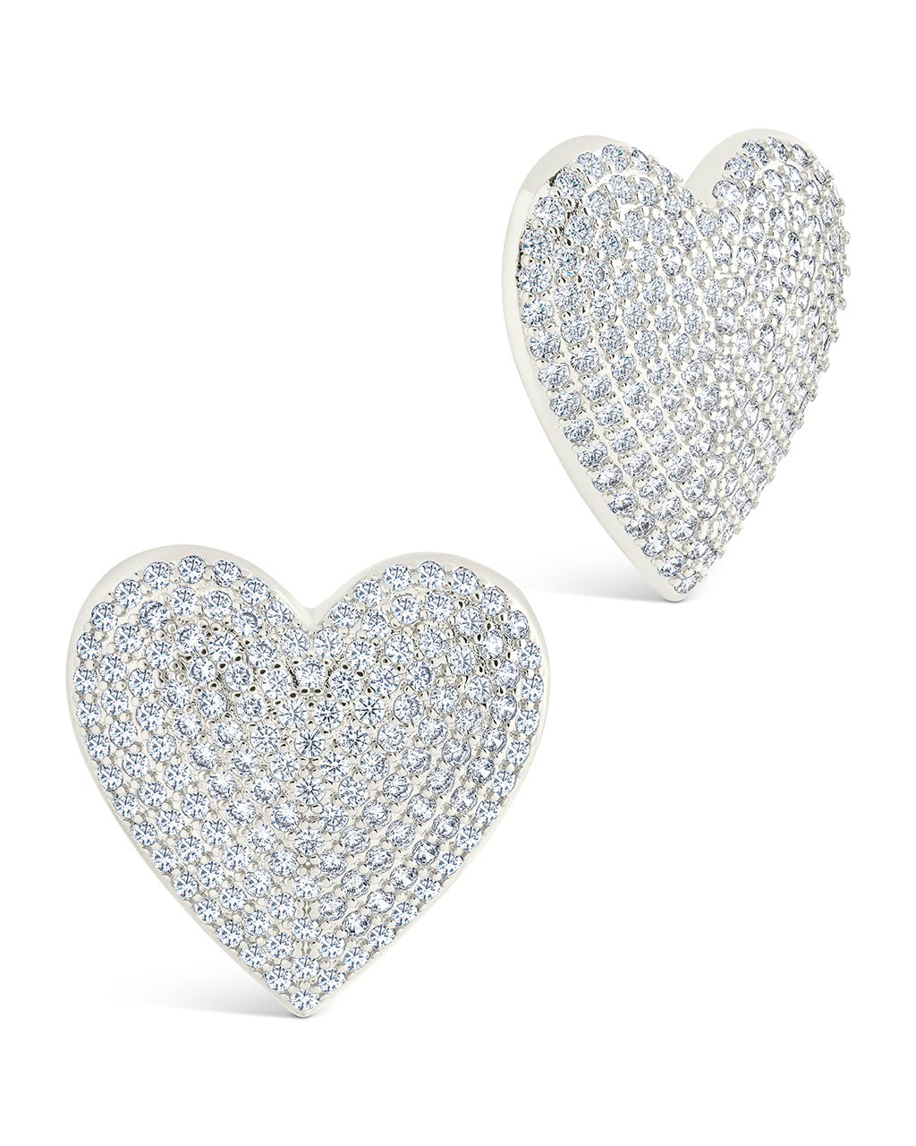 Disco Heart CZ Statement Stud Earrings - Sterling Forever
