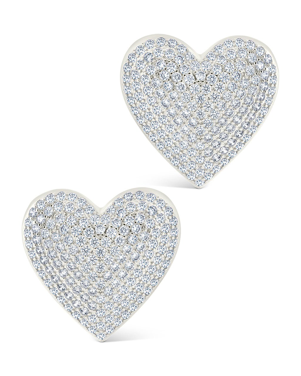 Disco Heart CZ Statement Stud Earrings - Sterling Forever